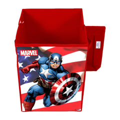 Heart Home Marvel Captain America Print Foldable Laundry Basket|Clothes Storage Basket With Handle & Lid,60 Ltr.(Red)