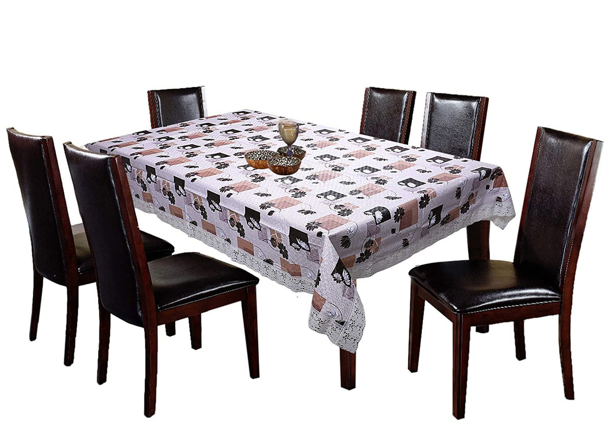 Kuber Industries Cairy Design PVC 6 Seater Dining Table Cover 60"x90" (Cream)- CTKTC032459