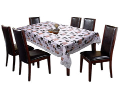 Kuber Industries Cairy Design PVC 6 Seater Dining Table Cover 60"x90" (Cream)- CTKTC032459