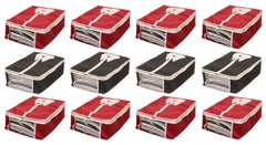 Kuber Industries 12 Piece Non Woven Shirt Cover Set, Black and Maroon