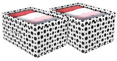 Kuber Industries Dot Printed Printed Non-Woven Rectangular Flodable Cloth Storage Box/Drawer- Pack of 2 (Black & White)-HS43KUBMART26342