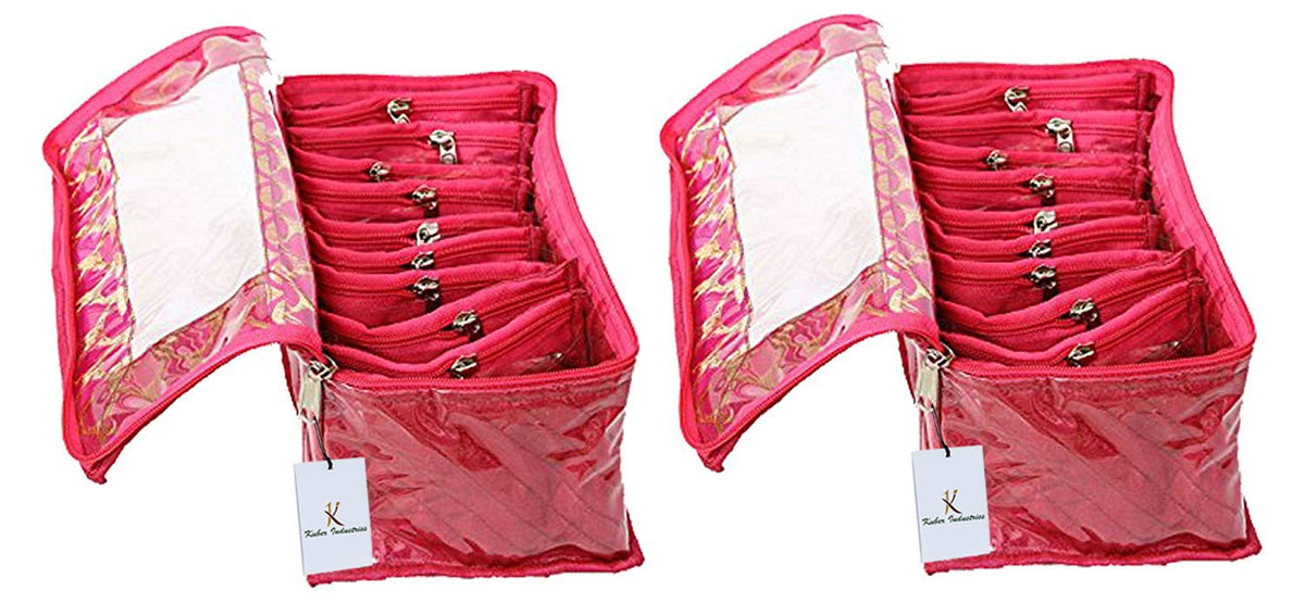 Kuber Industries Cotton Jewellery Kit, Pack of 2 (Pink)