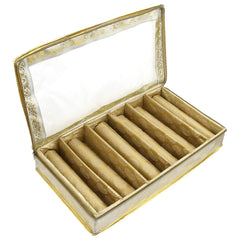 Heart Home Multipurpose Feather Design Laminated 6 Rod Bangle Box/Organizer/Case With Tranasparent Top - Pack of 2 (Gold)-47HH0191