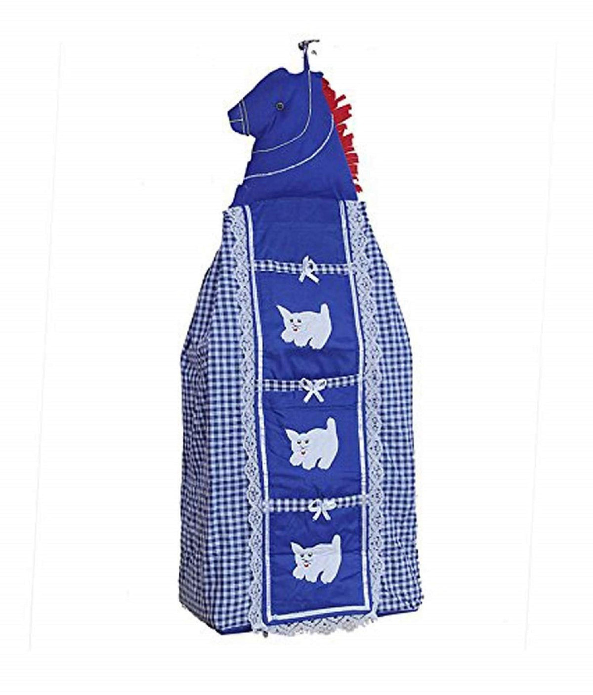 Kuber Industries Baby Almirah Hanging Three Cabinet for Kids (Blue Horse Print),Standard,VAS05143