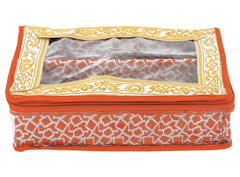 Heart Home Multipurpose Feather Design Laminated 2 Rod Bangle Box/Organizer/Case With Tranasparent Top - Pack of 2 (Orange)-47HH0151