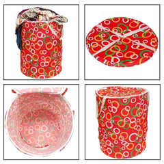 Kuber Industries Big Round Cloth Foldable Laundry Basket Bag, Volume:-40L,Multi Color, Standard (CTKTCVA20)