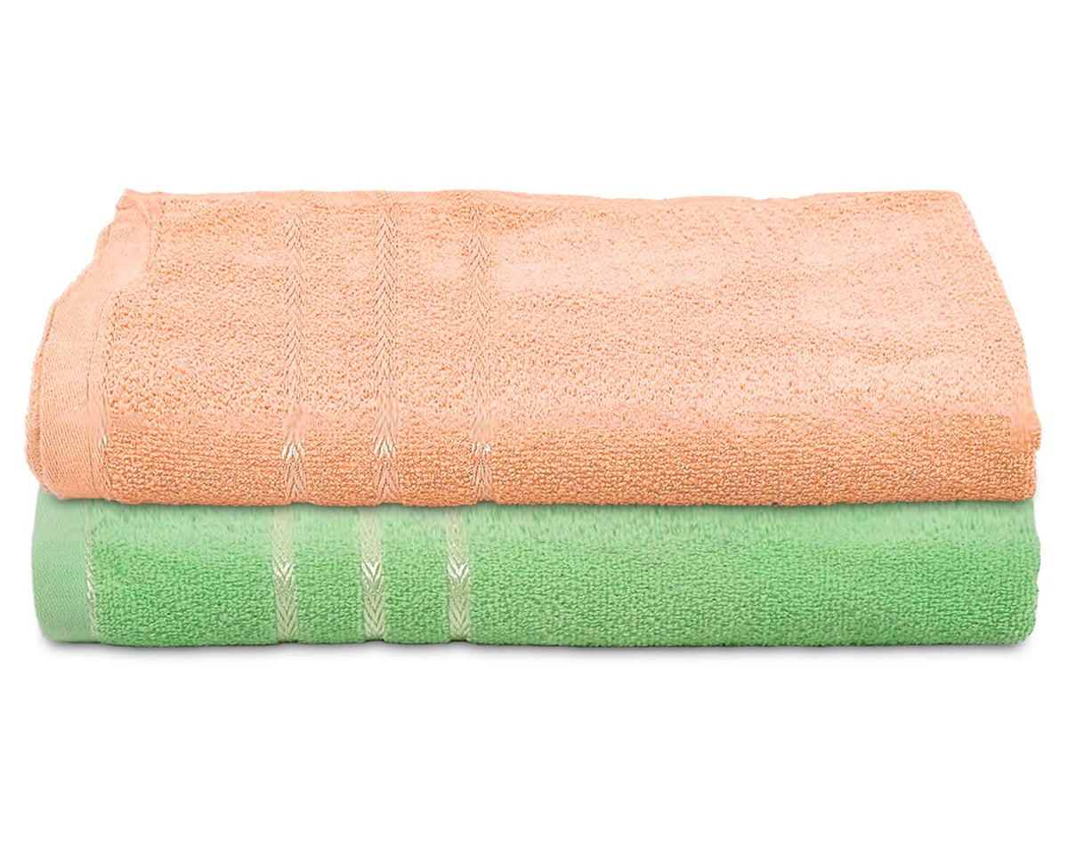 Heart Home Soft Cotton Bath Towel for Hands, Face, Newborn Babies, Toddlers, Children, 19"x38"- Pack of 2 (Green & Peach)
