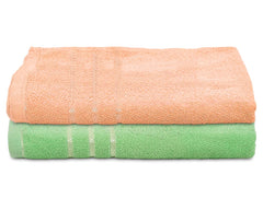 Heart Home Soft Cotton Bath Towel for Hands, Face, Newborn Babies, Toddlers, Children, 19"x38"- Pack of 2 (Green & Peach)