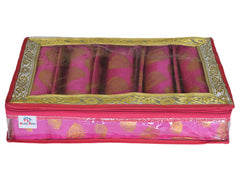 Heart Home Multipurpose Feather Design Laminated 5 Rod Bangle Box/Organizer/Case With Tranasparent Top (Pink)-47HH0233