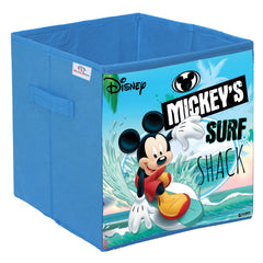 Heart Home Disney Mickey Surf Print Durable & Collapsible Square Storage Box|Clothes Organizer With Handle,.(Sky Blue)