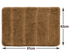 Heart Home Strips Design Cotton Door Mat for Porch/Kitchen/Bathroom/Laundry Room, 24"x16" Pack of 2 (Light Brown) 52HH3963