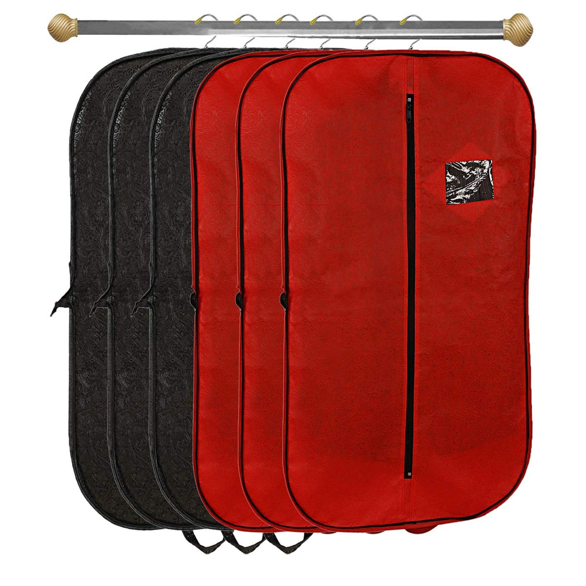 Kuber Industries Embossed Design 6 Pieces Foldable Non Woven Men's Coat Blazer Cover (Red & Black) -CTKTC42300