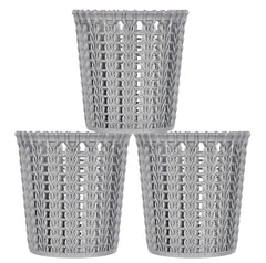 Heart Home Round Shape M 10 Multipurpose Plastic Holder/Organizer for Kitchen, Bathroom, Office, Living Room - Pack of 3 (Grey)-46HH0428