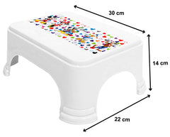 Kuber Industries Disney Team Mickey Print Square Plastic Bathroom Stool (Whte) -HS_35_KUBMARTS17277, Pack of 1