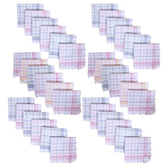 Heart Home Handkerchiefs | Soft Cotton | Hankies for Woman | Hankies for Girls | Check Cutwork | Rumal for Woman | Girls | Wicking Sweat | Set of 36 | White