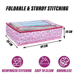 Heart Home Lehenga Cover | Non-Woven Gown Cover | Check Bow Pattern Garment Cover | Salwar Suit Cover with Top Transparent | Large | Pack of 2 | Cream