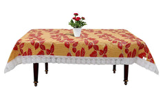 Kuber Industries Floral PVC 4 Seater Center Table Cover - Red