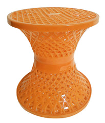 Kuber Industries Mesh Design Both Sided Plastic Sitting Stool for Indoor & Outdoor in Damroo Style- Pack of 2 (Yellow) (HS_38_KUBMART021798)