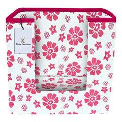 Kuber Industries Flower Printed 2 Piece Non Woven Shirt Stacker Wardrobe Organizer Set, (Pink) - CTKTC34990