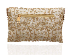 Kuber Industries Women's Handcrafted 2 Pieces Embroidered Clutch Bag Purse Handbag for Bridal, Casual, Party, Wedding (Maroon & Cream) - CTKTC034522