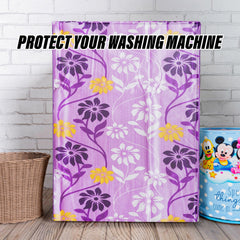 Heart Home Washing Machine Cover | Flower Print Washing Machine Cover | Knitting Polyester | Front Load Washing Machine Cover | Purple