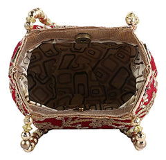 Kuber Industries Polyester Embroidered Woman Potli Bag, Maroon - CTKTC31386