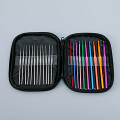 Kuber Industries Crochet Hook Needle Set with Case|Ergonomic Sewing Knitting Needle Kit (Black)