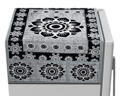 Kuber Industries Leaf & Circle Print PVC Fridge Top Cover with 6 Utility Side Pockets (Green)