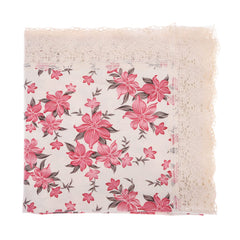 Heart Home Square Table Cover for 4 Seater|PVC Waterproof Flower Pattern Tablecloth Indoor & Outdoor|48x48 Inch (White)