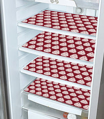 Kuber Industries Flower Print Waterproof, Stain Resistant, Washable Refrigerator/Fridge Drawer Mat, Set of 6 (Maroon)