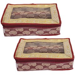 Heart Home Multipurpose Carry Design Laminated 2 Rod Bangle Box/Organizer/Case With Tranasparent Top - Pack of 2 (Maroon)-47HH079