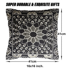 Kuber Industries Cushion Cover | Sofa Cushion Covers | Embossed Square Cushion Covers | Velvet Cushion Covers | Couch Cushion Covers | Set of 5 | 16 Inch | Black
