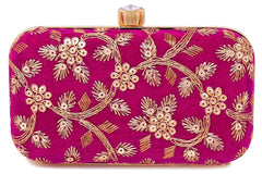 Kuber Industries Evening Bag for Women Wedding Party Clutch Handbag Crossbody Chain Shoulder Clutch Purse (Pink)-KUBMART11859