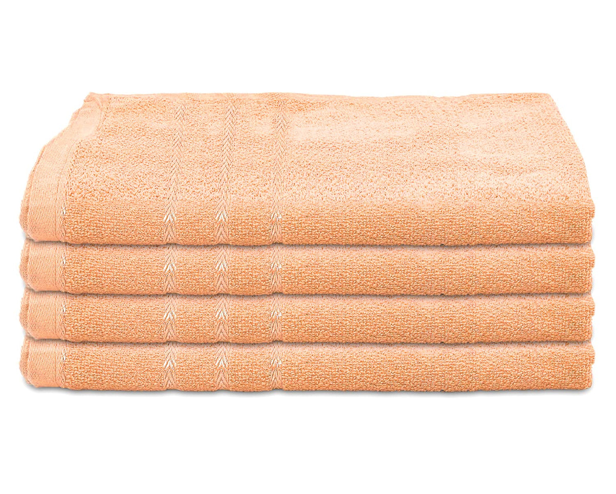 Heart Home Soft Cotton Bath Towel for Hands, Face, Newborn Babies, Toddlers, Children, 19"x38"- Pack of 4 (Peach)