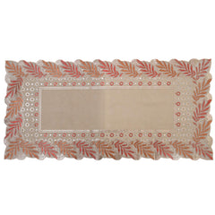 Kuber Industries Leaf Design Virgin Viny Soft Fabric Dining Table Runner 34"x17" or 84 x 42 cm (Cream) - CTKTC45909