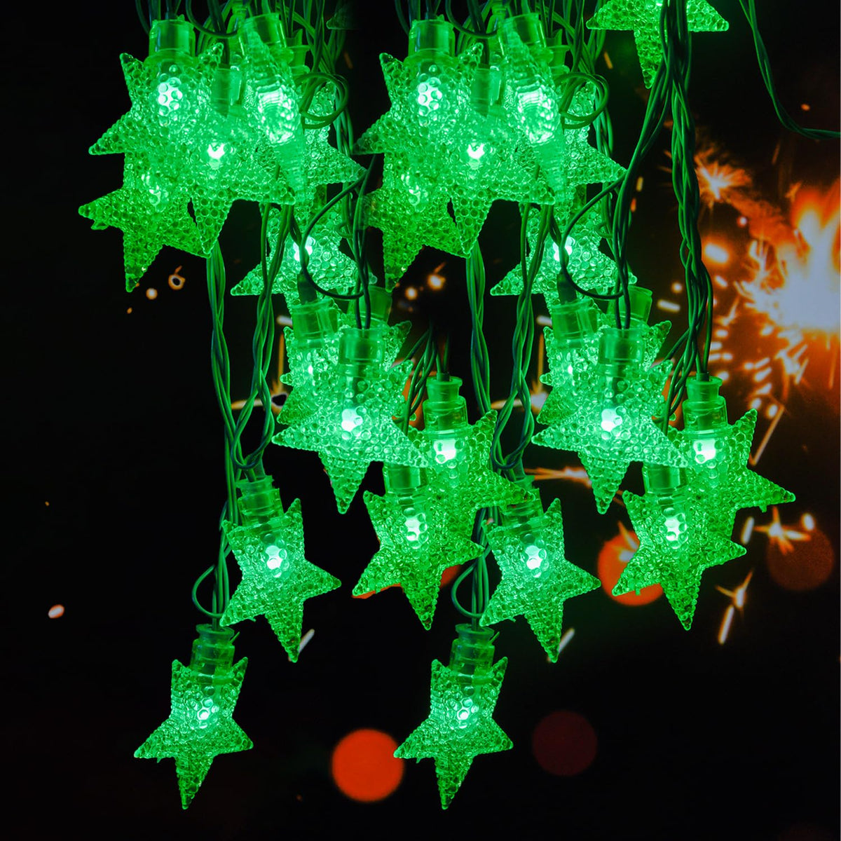 Kuber Industries Diwali Lights | 20 Stars Fairy Lights for Diwali | Christmas | Home Decoration | Indoor & outdoor | Diwali Lights for Decoration | Chota Star | Green