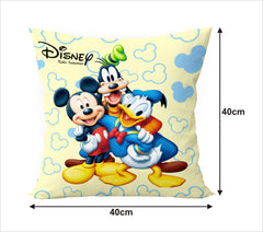 Kuber Industries Disney Printed Microfiber Filled Floor Cushion, Decorative Throw Pillow, Home Decor Pillow, Sofa/Bed Cushion,16"x16"(Pink & Cream)-Pack of 2-KUBMART15894, Standard