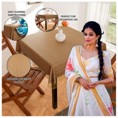 Heart Home Square Table Cover for 4 Seater|PVC Waterproof Check Pattern Tablecloth Indoor & Outdoor|48x48 Inch (Yellow)