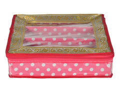 Kuber Industries Dot Printed Laminated 3 Rod Bangle, Chudi, Watches & Bracelet Box/Organizer With Transparent Top (Pink)-HS43KUBMART25537