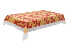 Kuber Industries Leaf Print PVC 6 Seater Dining Table Cover 60"x90",Gold-KUBMART11749