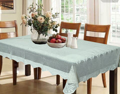 Kuber Industries Cotton 6 Seater Dining Table Cover - White, (Model: DTTDINNEDTT42)