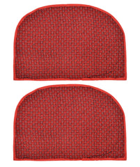 Heart Home D Shape Anti-Slip Durable Rubber Door Mat, Welcome Mat for Entryway,Patio,Garage, Outdoor, 21"x14"- Pack of 2 (Red)-47HH01301