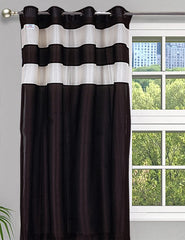Heart Home Polyester Window Curtain 8 Eyelets,7 Feet (Brown) 54HH4323.