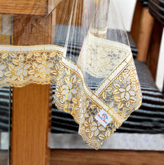 Heart Home PVC 4 Seater Tranasparent Dining Table Cover, Protector with Gold Border, 45"x70" (Gold)-50HH01071