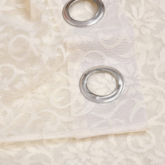 Heart Home Flower Design 7 Feet Door Curtain for Living Room, Bed Room, Kids Room with 8 Eyelet (Cream) 54HH3941.