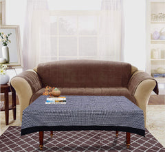 Kuber Industries Checkered Design Cotton 4 Seater Center Table Cover 60"x40"(Black) - CTKTC040113