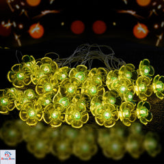 Heart Home Diwali Lights | 14 Flower Fairy Lights for Diwali | Christmas | Home Decoration | Indoor & outdoor | Diwali Lights for Decoration | Crystal Flower | Light Green