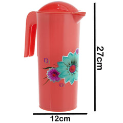 Kuber Industries Flower Design Plastic 3 Pieces Water Jug with Lid with Attractive Brown Print, 2 Litre (Multicolour) - CTLTC43796