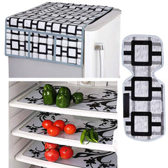 Kuber Industries Birds Design Combo of PVC 3 Pieces Fridge Mats, 1 Piece Handle Cover and 1 Piece Fridge Top Cover (Grey)-CTKTC028848