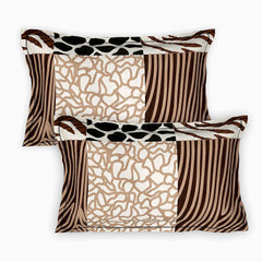 Kuber Industries Flower Print Glace Cotton Double Bedsheet with 2 Pillow Covers (Brown)-KUBMART011374